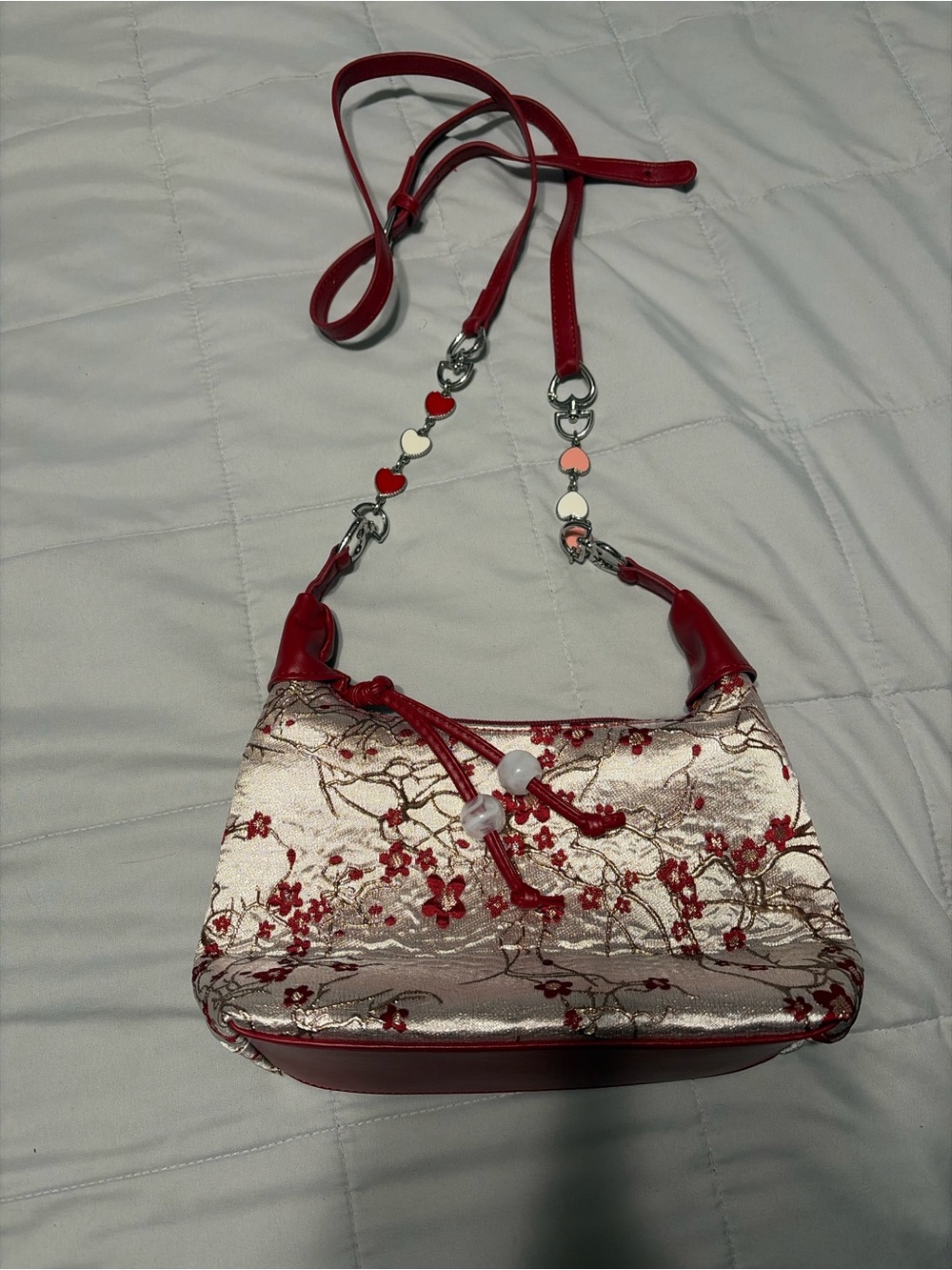 Cherry Blossom Embroidered Shoulder Bag